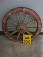 Painted Wagon Wheel with a Metal Band