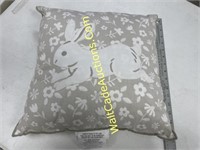 Throw Pillow with Rabbit Design 16x16”
