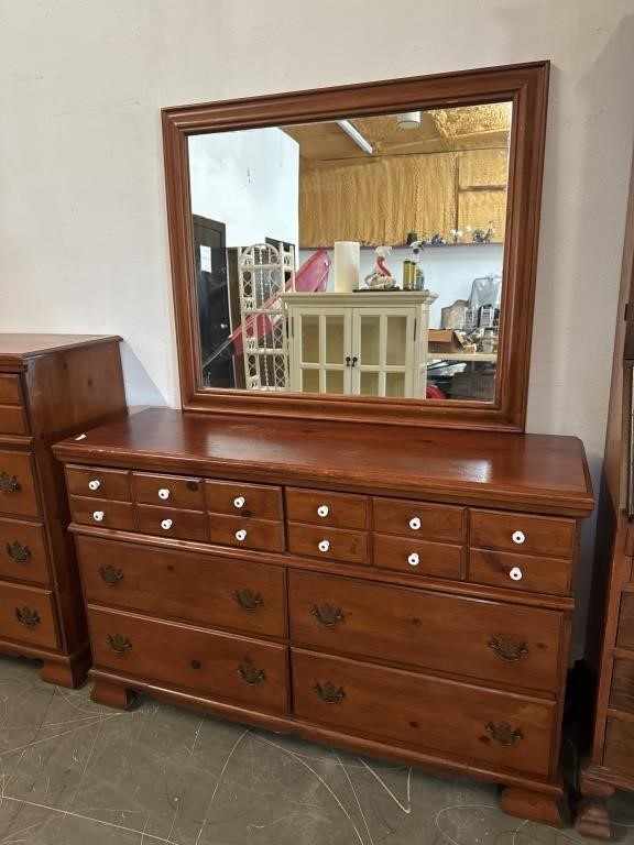 Knotted Pine Dresser W./ Mirror