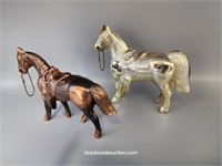 Two Vintage Carnival Prize Metal Horses