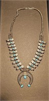 Sterling & turquoise squash blossom necklace 15"