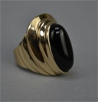 14K Gold &  Black Onyx Ladies Ring