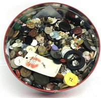 Large tin of buttons