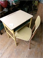 Vintage Yellow school desk and chair