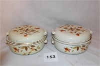 2 HALLS AUTUMN LEAF COVERED DISHES