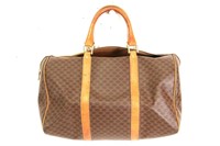 Celine Brown Vintage Boston Canvas Handbag