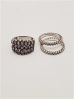 (KC) Sterling Silver Crystal and CZ Rings (size