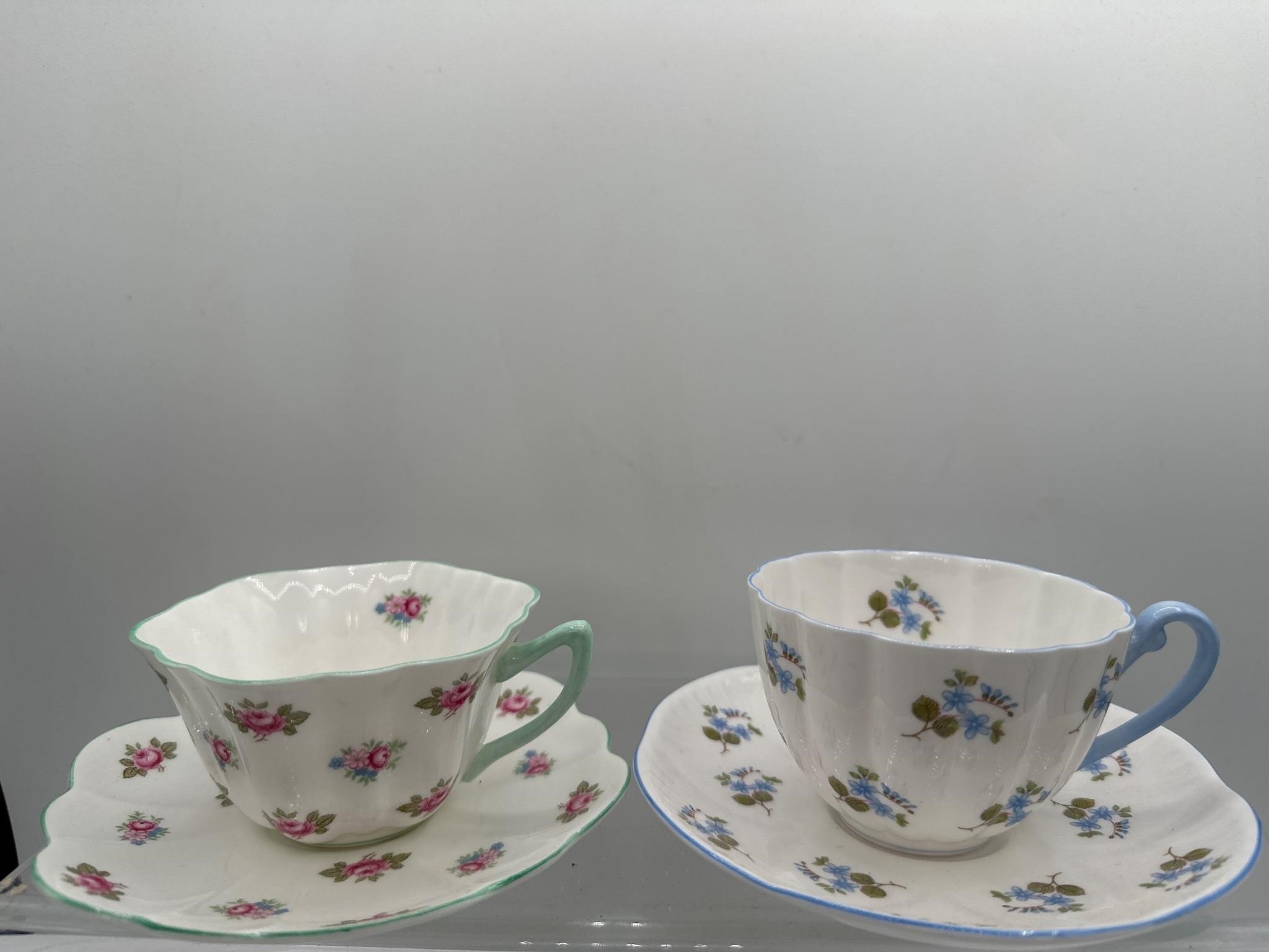 Shelley porcelain cups and saucers