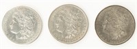 Coin 3 Morgan Silver Dollars 98-S, 03 & 83-O AU