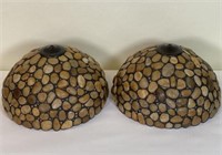 PAIR - STONE SCAPE LEADED LAMP SHADES