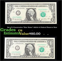 Set of 2 Concecutive *Star Notes* 2003A $1 Federal