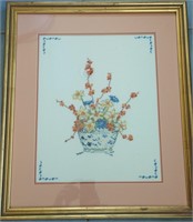 NEEDLEPOINT FLORAL BOWL