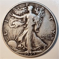 1939 Walking Liberty Half Dollar - VF+