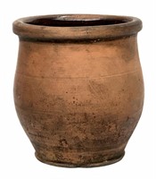 Redware crock, brown glaze inside, bottom has