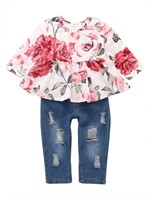 C568  Saeaby Toddler Baby Girl 12-18M Floral Shirt