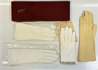 4 PAIR OF VINTAGE WHITE LEATHER GLOVES - ENGLAND