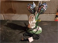 Bunny stained glass tulip lamp