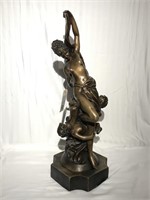 Bronze Woman hold by kids, approx 12x12x35 inches