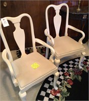 Cream colored solid wood chairs 2 x BID with arms