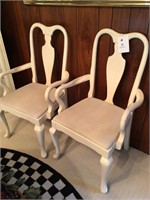 Cream colored solid wood chairs 2 x BID with arms