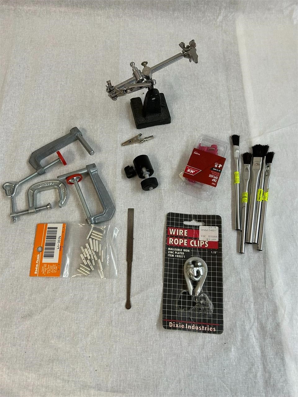 Lot of Clamps Clips and Soldering Tools