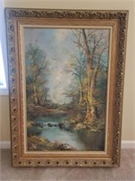 Landscape Oil on Canvas Painting, Signed