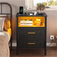 LED Nightstand with USB  Black  1 Pack