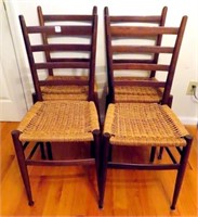 WOVEN SEAT LADDER BACK SIDE CHAIR- 4 TIMES THE BID