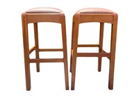 2 Stickley Arts&Crafts Backless Barstools Cherry