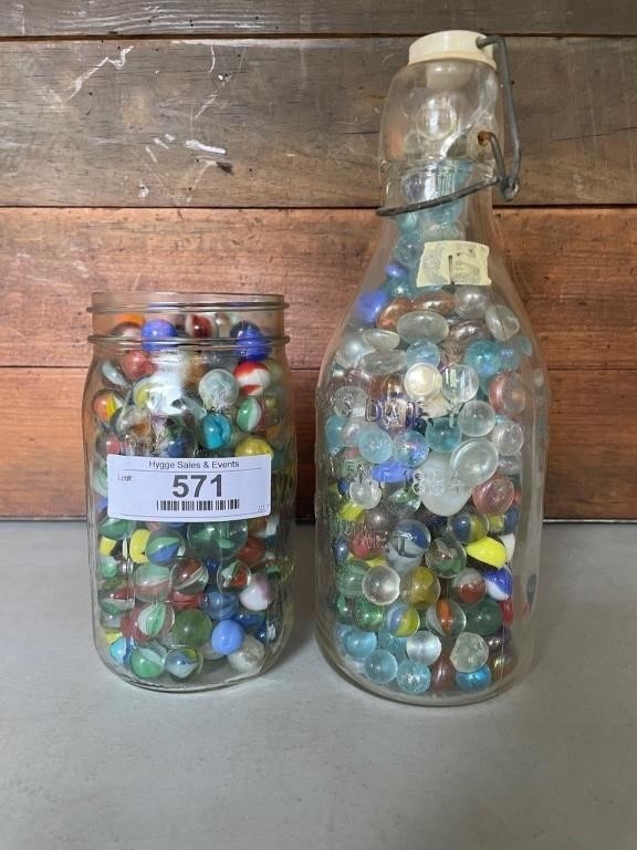 Two Jars of Vintage Marbles