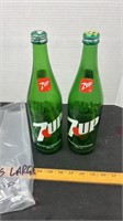 2, 1980s Large 7-Up Bottles.