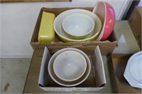 2 boxes Pyrex dishes - most have wear to color