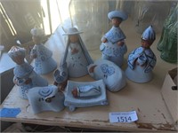 Handmade clay nativity set few pieces have been