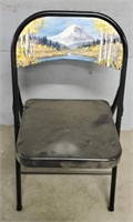 Signed Painted Folding Metal Chair