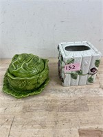Glass tissue box and lettuce bowl