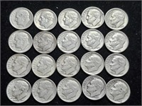 Roosevelt Silver Dimes - var. dates (20)