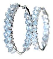 Natural 11.20 ct XX-Large Aquamarine Hoop Earrings