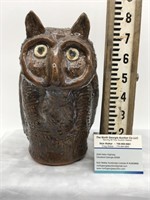 Signed Reggie Meaders Folk Art Pottery Owl