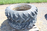 15.5-38 Co Op tires on rims (came of 856)