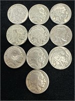 Lot of 10 1936 Buffalo Nickels