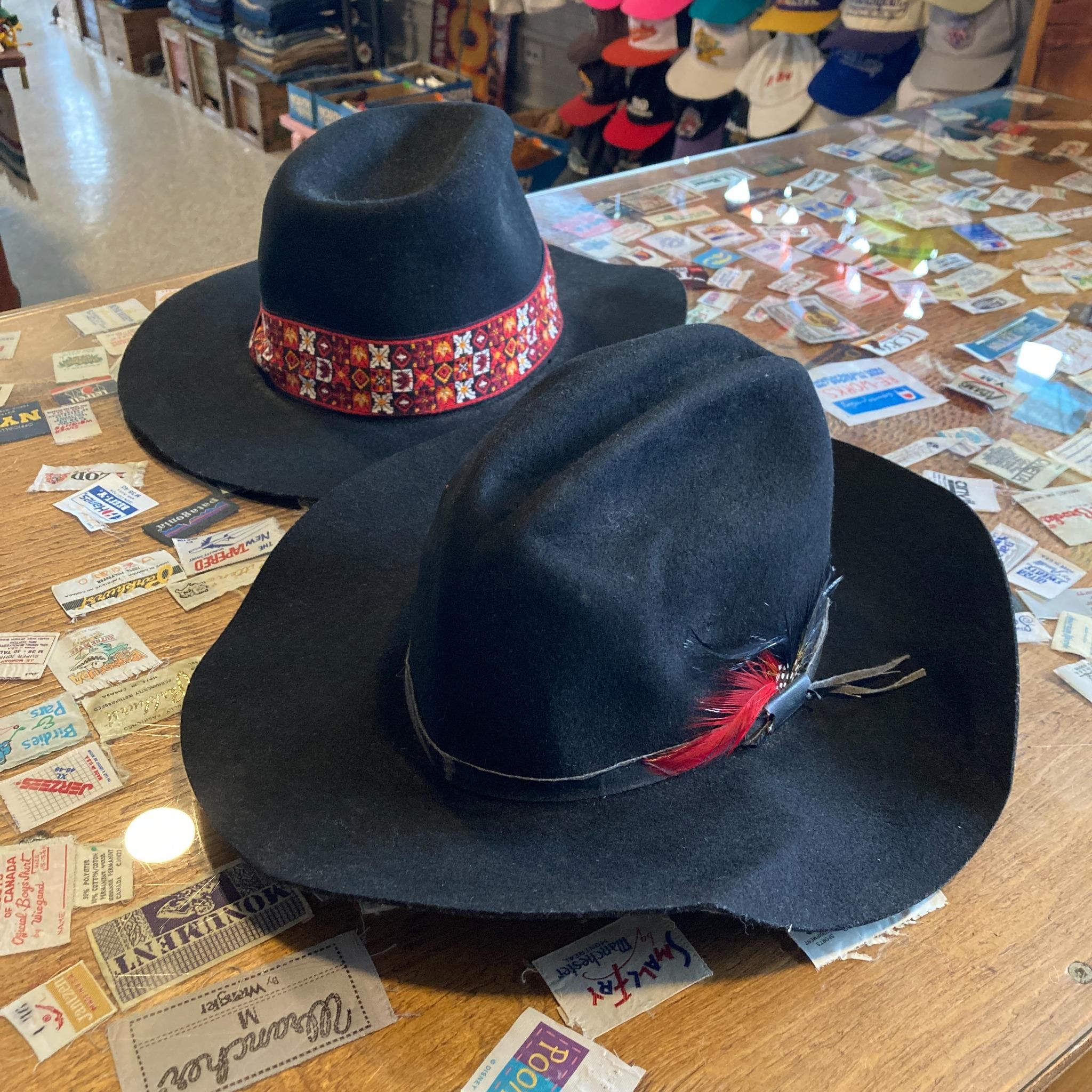 2 Vintage Smithbilt Black Felt Cowboy Hats Western