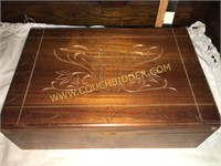 Handmade wooden jewelry box w/ tray
