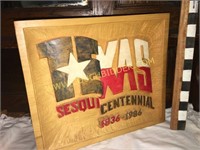 Handcarved Texas Sesquicentennial wooden plaque