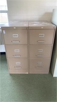 2 three wide drawer metal filing cabinets