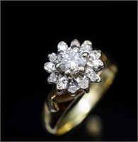 Vintage diamond cluster ring in 18ct yellow gold