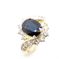 3.61ct Sapphire, diamond and 18ct yellow gold ring