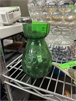 VTG GREEN GLASS MID CENTURY VASE
