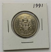Canadian 1991 .50 Cent BU Coin