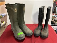 Size 13 and size 7 rubber knee boots