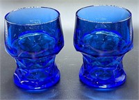 2 Vintage Georgian Blue Whiskey Glasses A